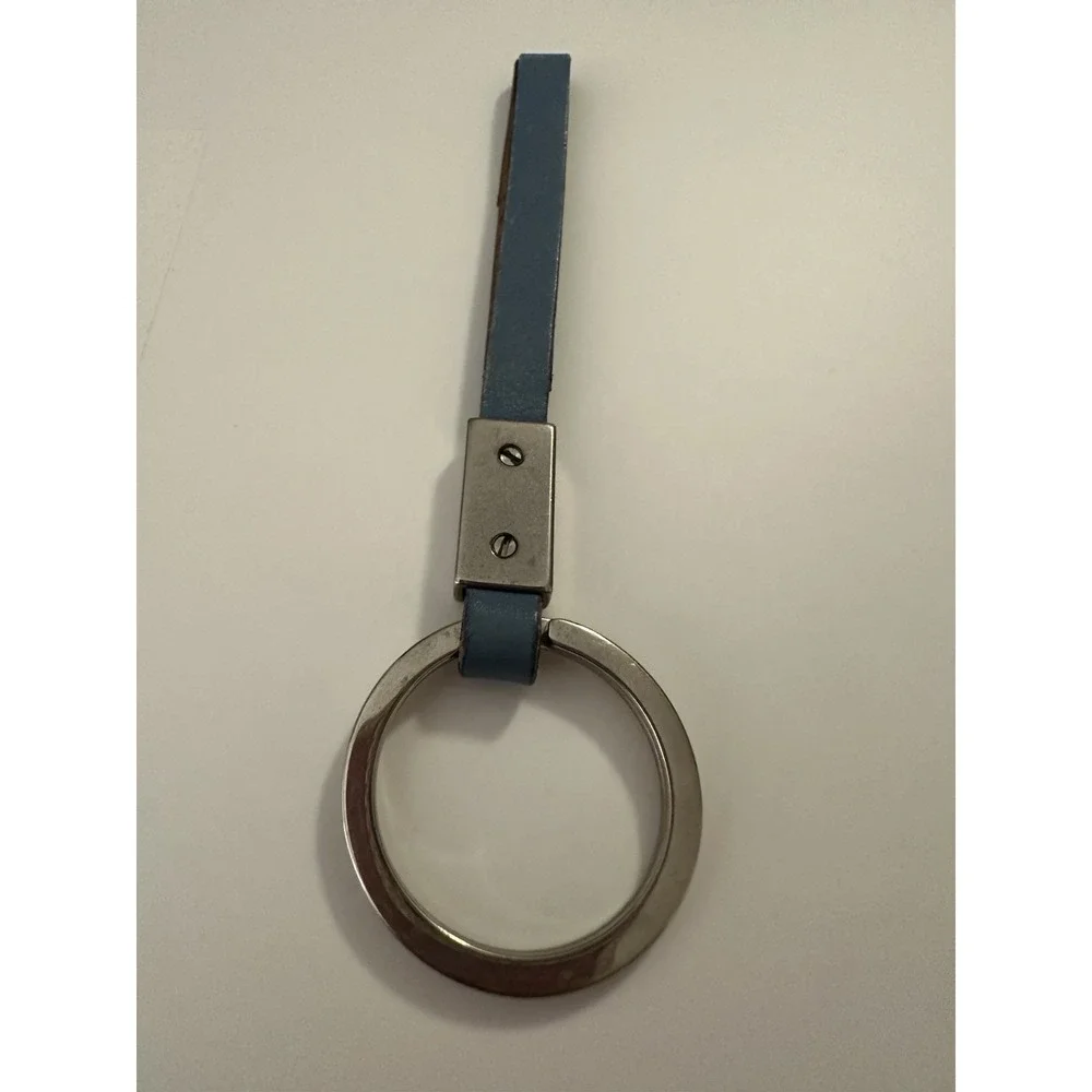 Vintage Coach Blue Leather Loop Keychain Key Ring Purse Accent